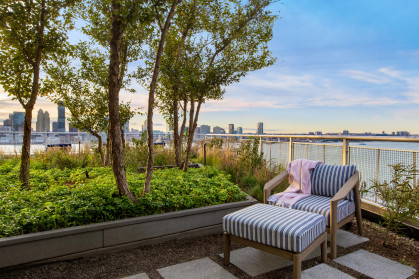 The shared roofdeck on top of the Manhattan co-op building at 20 River Terrace, dubbed "The Solaire."